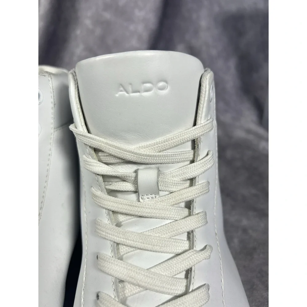 ALDO Mens Size 13 White High Top Sneakers Lace Up Casual Fashion Shoes